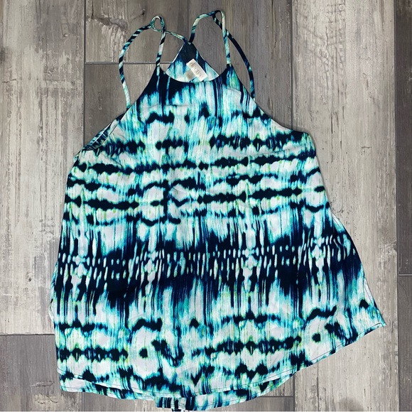 Blue Pattern Flowy Blouse Tank Top Medium - Picture 1 of 3